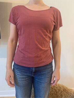 Lululemon Short-Sleeve Scoop Top with Open Back in Pink
